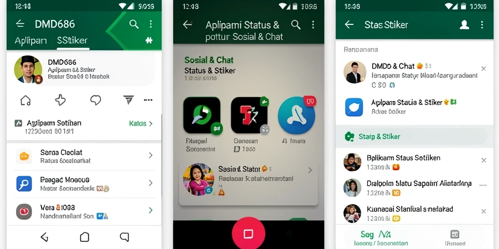 Antarmuka aplikasi DMD686 dengan pilihan stiker menarik.