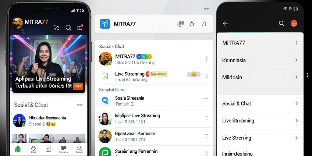Tampilan antarmuka pengguna MITRA77 yang menarik dan intuitif untuk Live Streaming.