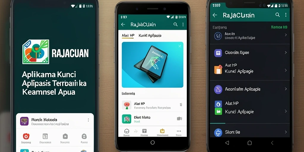 Antarmuka RAJACUAN menampilkan kunci aplikasi yang simpel dan menarik.