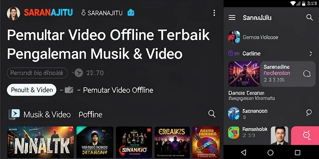 Antarmuka user-friendly SARANAJITU sebagai Pemutar Video Offline.