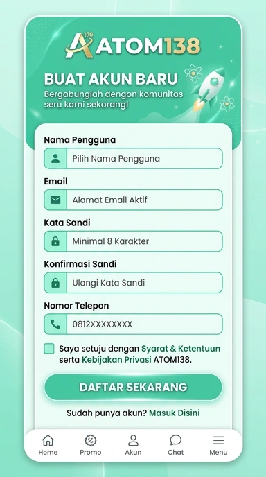 Tampilan halaman daftar atom138