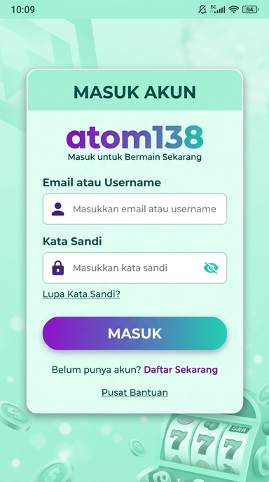 Tampilan halaman login atom138